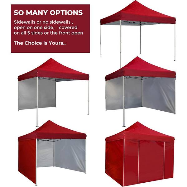 10 ft. x 10 ft. 5-Pieces Red Pop Up Sidewall Canopy Tent of