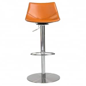 Charlie 31.89 in. Terra Cotta Low Back Metal Bar Stool with Faux Leather Seat