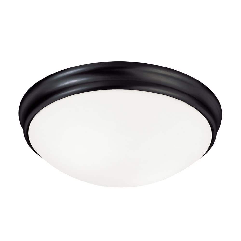Hansen 14 in. 3-Light Dome Matte Black Flush Mount Light with White Glass Shade and No Bulbs Included price history on PriceWatchPro