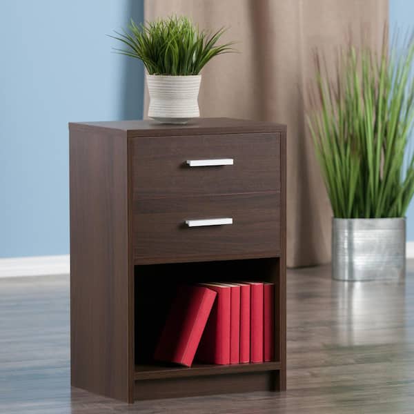 WINSOME WOOD Molina 15.74 in. W Cocoa Nightstand 2-Drawer Accent Table