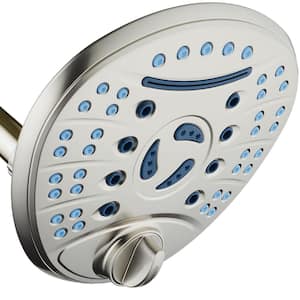 6-Spray Patterns 2.5 GPM Flow Giant 7 in. Dia Anti-Microbial Wall Mount Fixed Shower Head in Brushed Nickel