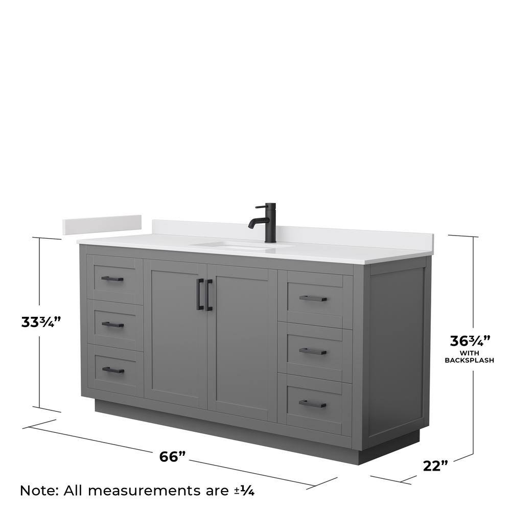 Miranda 66'' Dark Gray Single Bathroom Vanity with Marble Top