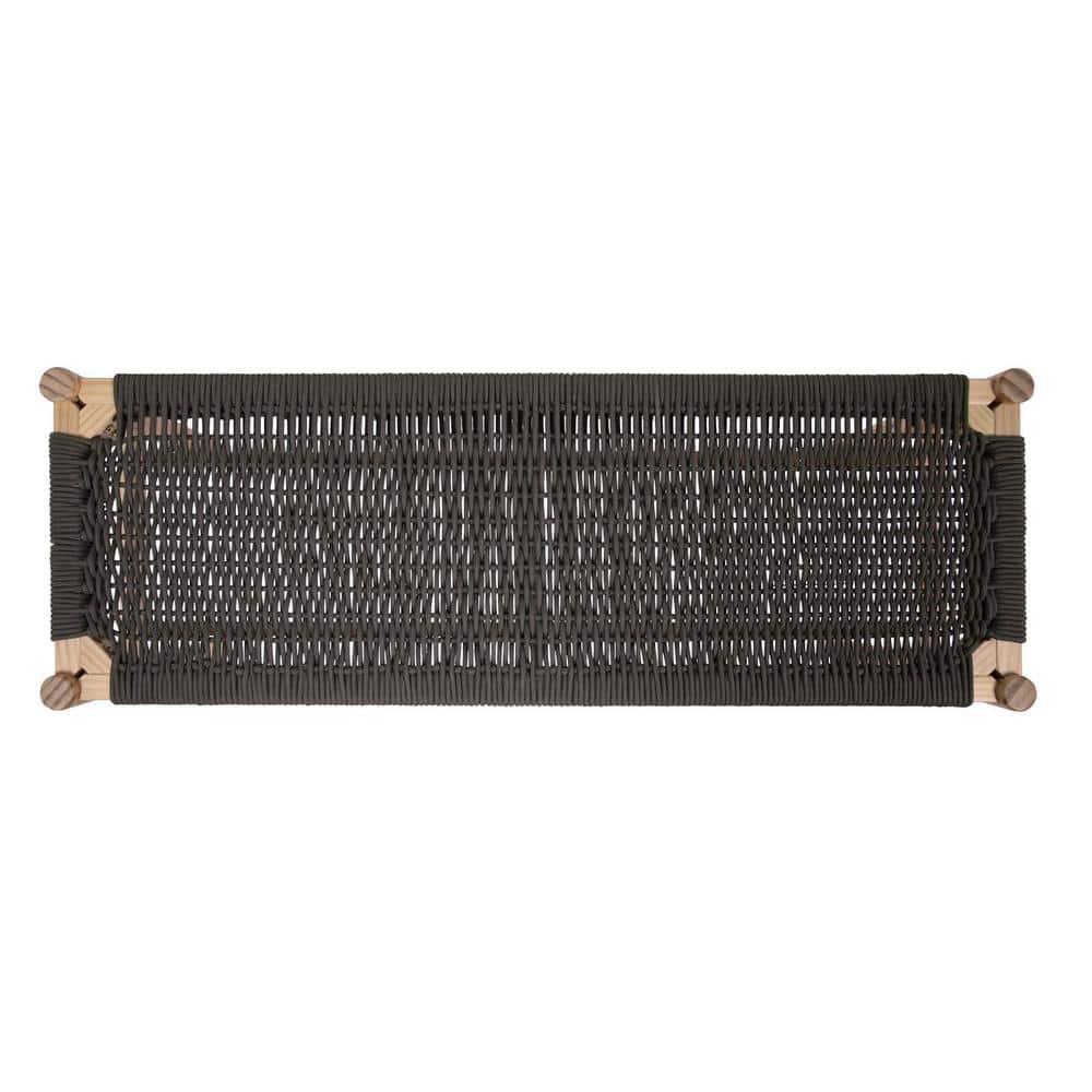 Fernway Blonde Solid Wood and Woven Rope Entryway Bench