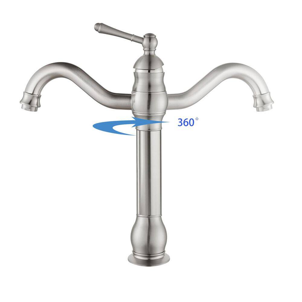 Single-Handle Single Hole Swivel Spout Bathroom Vessel Sink Faucet With Pop
