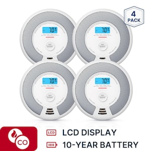 10-Year Battery Smoke and Carbon Monoxide Detector with LCD Display and LED Light (4-Pack)