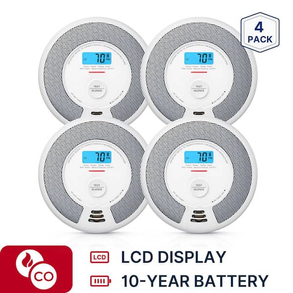 10-Year Battery Smoke and CO Alarm with LCD Display and LED Light 4 Pack SC07