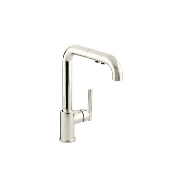 KOHLER Purist Single-Handle Pull-Out Sprayer Kitchen Faucet in Vibrant Polished Nickel