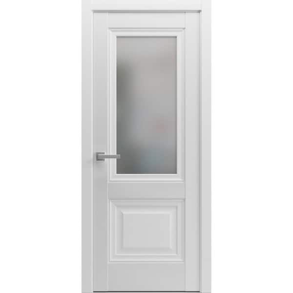 42 in. x 80 Universal/Reversible Frosted GlassWhite Finished Solid Wood Assembly Required Double Prehung French Door