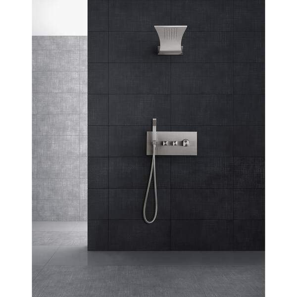 BOANN Single-Handle 3-Spray Tub and Shower Faucet in Brushed Steel (Valve Included)