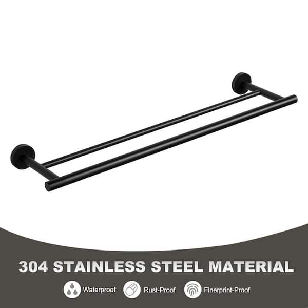 WOWOW 24 Inch Black Towel Bar - 304 Stainless Steel Bathroom Towel Rack, Heavy Duty Wall Mounted Holder