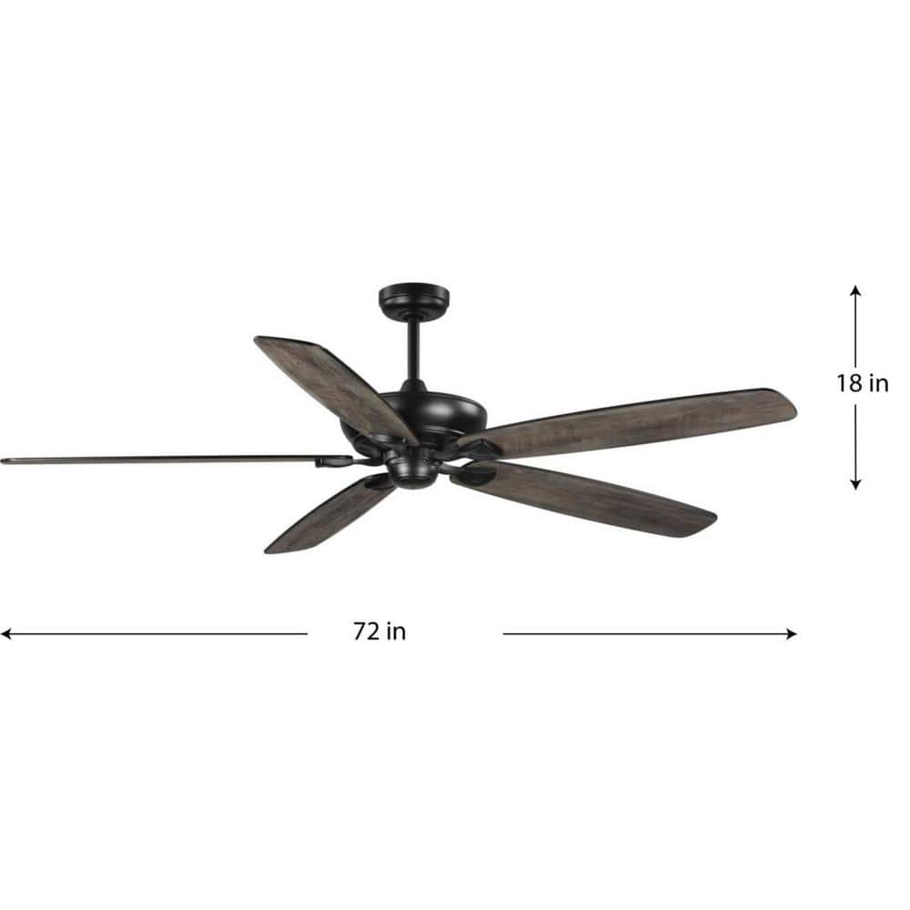 Kennedale 72-Inch Matte Black Ceiling Fan with Reversible Blades