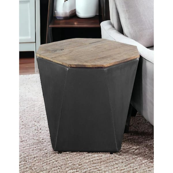 HomeRoots 19.3 in. Brown Hexagon Wood End Table
