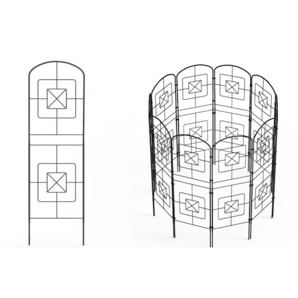 12.6 in. W x 38 in. H Black Metal Arched Decorative Garden Fence 10-Pack, Rustproof Animal Barrier Fence