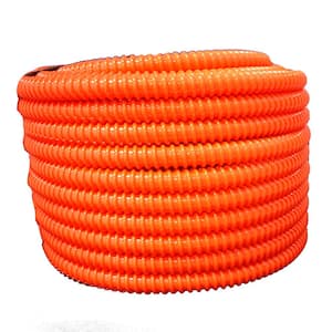 2 in. Dia x 100 ft. Orange Flexible Corrugated PVC Non Split Tubing and Convoluted Wire Loom