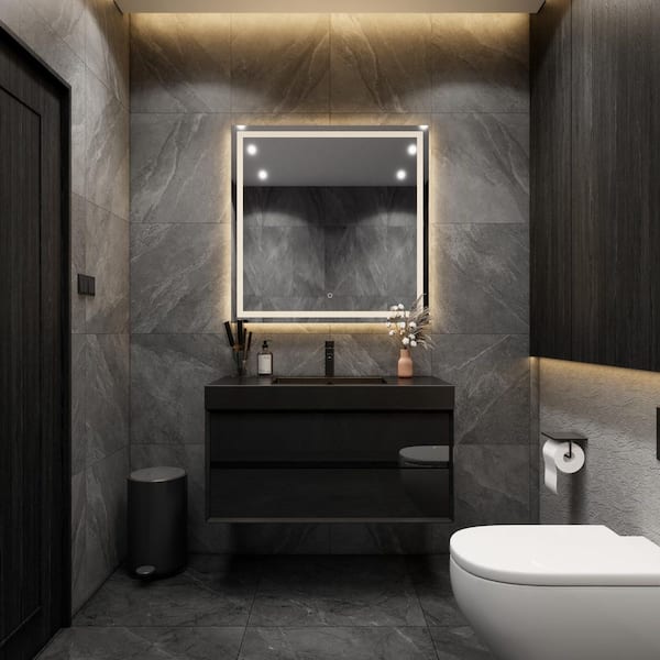 BV Better Vanity MIA 42 in. W x 20 in. D x 24 in. H Single Sink Floating Bath Vanity in Gloss Black with Black Stainless Steel Top