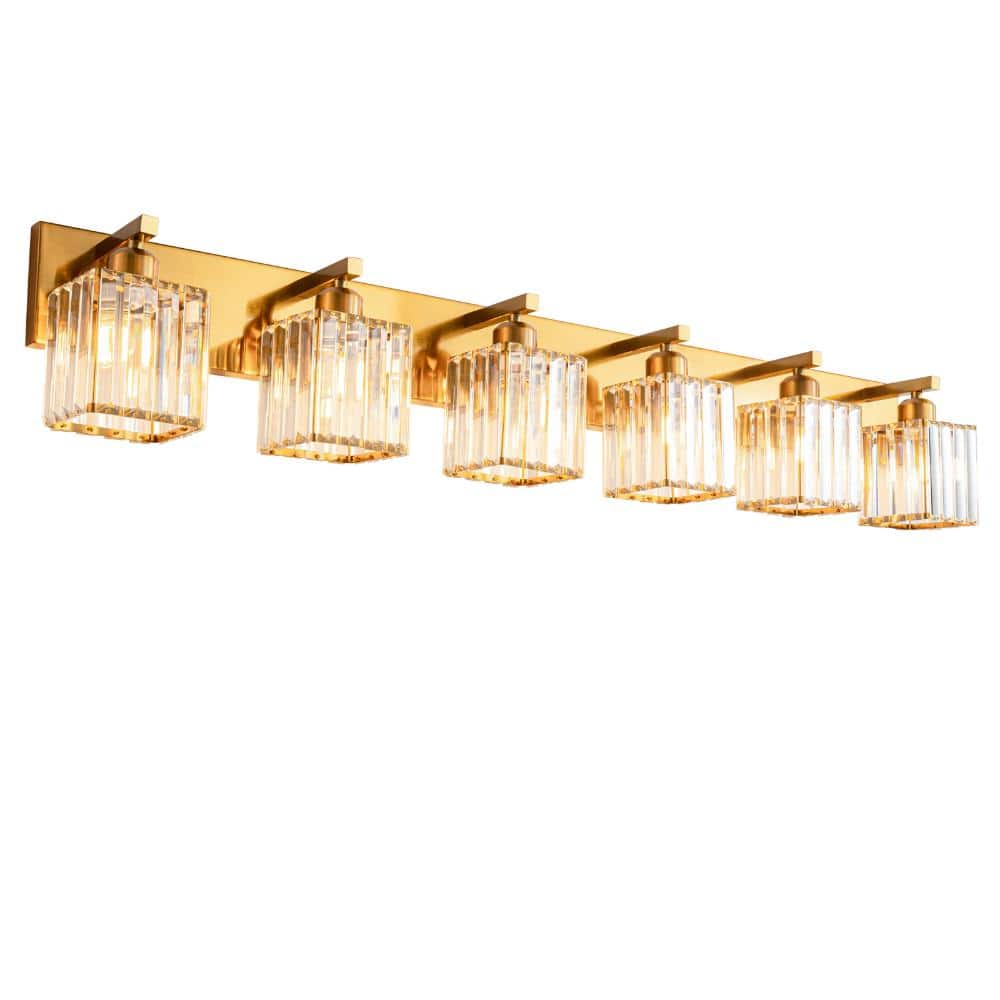 44.09in 6-Lights Gold Crystal Vanity Lights Over Mirror for Bathroom price history on PriceWatchPro