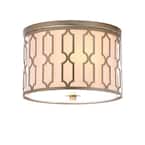 Link 2-Light Soft Gold 12.75 in. Metal Flush Mount