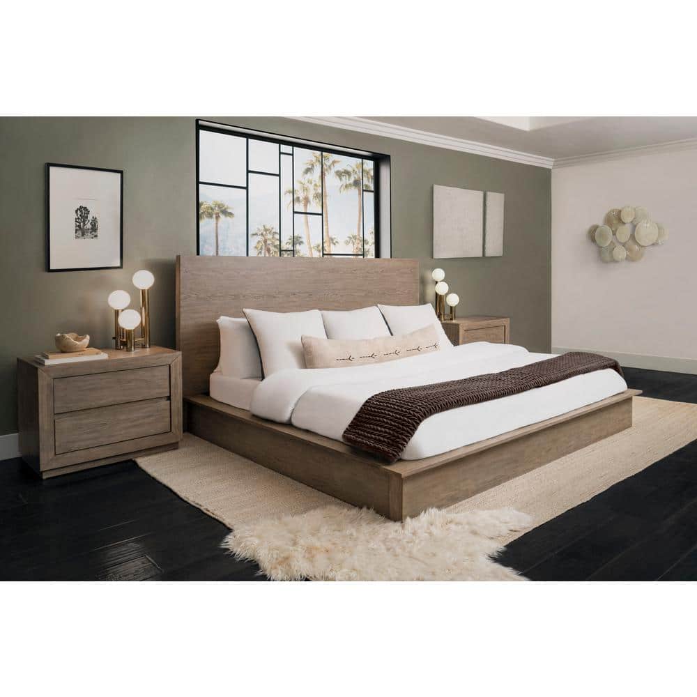 DEVON & CLAIRE Gally Gray Queen Wood Frame Sleigh Bed with Nightstands -  FT-173-3PC-Q