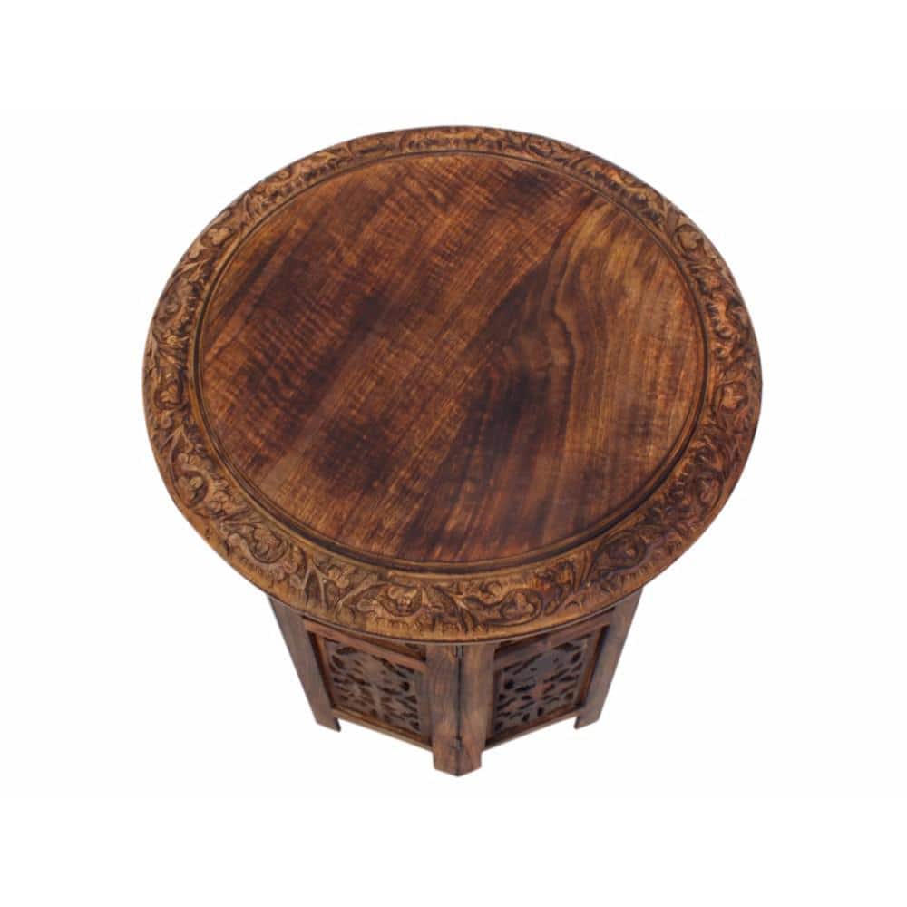 Elegant Dark Chocolate Mango Wood 18" Folding Accent Coffee Table