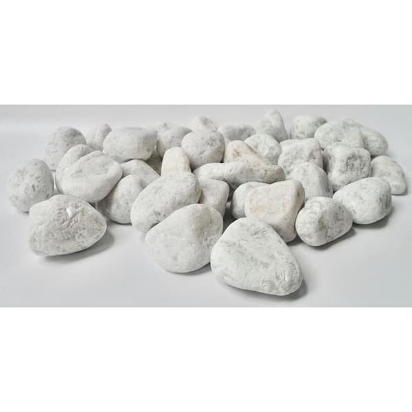 Unbranded Rock Ranch 0.40 cu. Ft. 30 lbs. 1 in. to 2 in. Premium Grade-1 Tumbled White Marble Landscaping Pebble