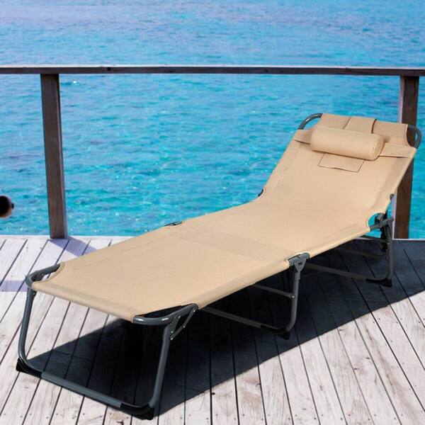 Costway patio foldable chaise lounge discount chair bed outdoor beach camping recliner