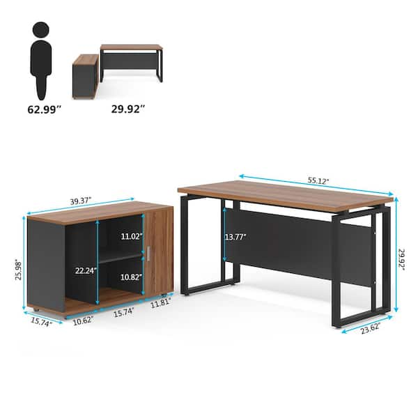 Tribesigns L-Shaped Executive Desk with Cabinet Storage Shelves, 55 Inch  Business Furniture for Home Office