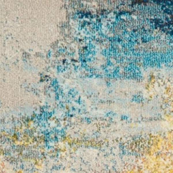 2 X 12 Blue Abstract Washable Area Rug Runner Rug