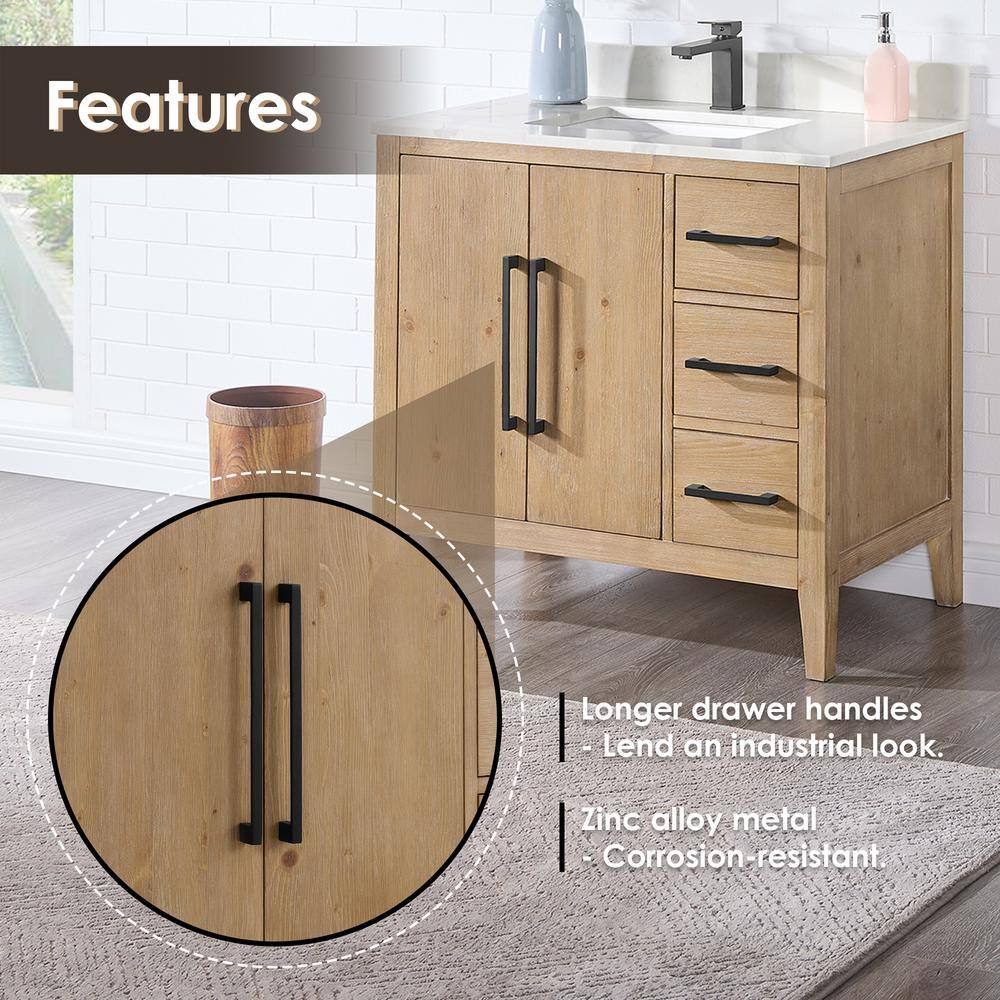 Laurel 36" Weathered Fir Vanity with Calacatta Quartz Top