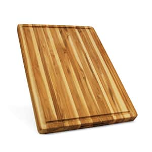 3-Piece 24 in. Natural Brown Teak Rectangular Cutting Board Set with Juice Groove