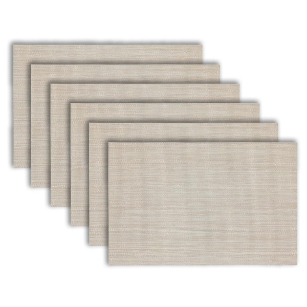 Natural Shimmer 18 in" x 12 in" Ivory Lurex Reversible Texteline Wipe Clean Placemat Set of 6