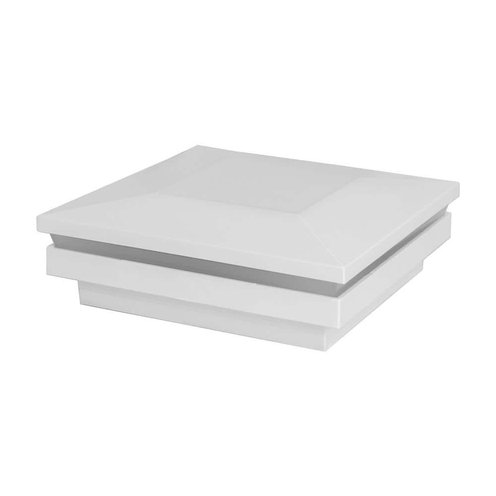 5 in. x 5 in. Tranquil White Integrated LED Fits Post Sleeve Hardwired Flat