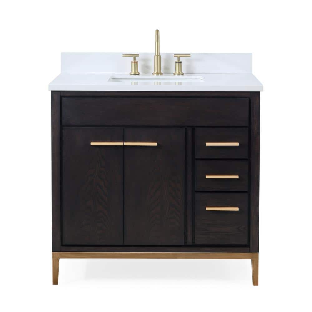 Beatrice 36 in. W x 22 in. D x 35 in. H Bath Vanity in Wenge Brown with Whi