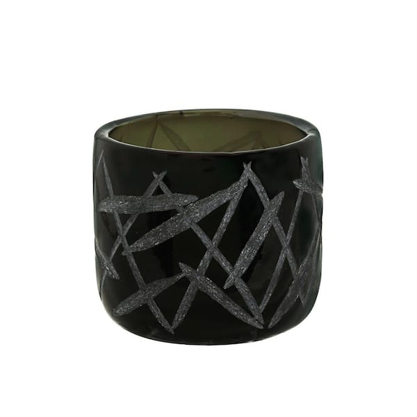 Black Glass Votive Candle Holder