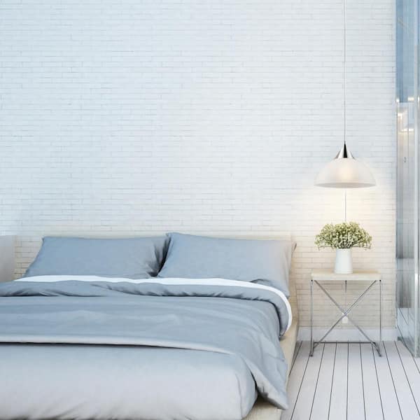 Amris 1-Light 11 in. Plug-In White Hanging Pendant