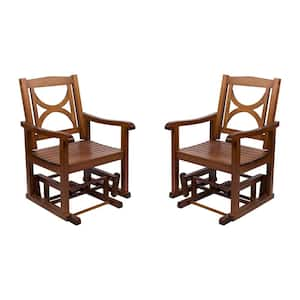 Set of 2 39 in. H Oak Wooden Outdoor Luna Glider Chair, Yard Patio Garden Wood Furniture