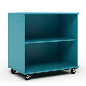 Open Single Sided Mobile Storage Locker Nursery Classroom Bookcase, Adjustable Shelves, 36 in. W x 36 in. H, (Ocean)