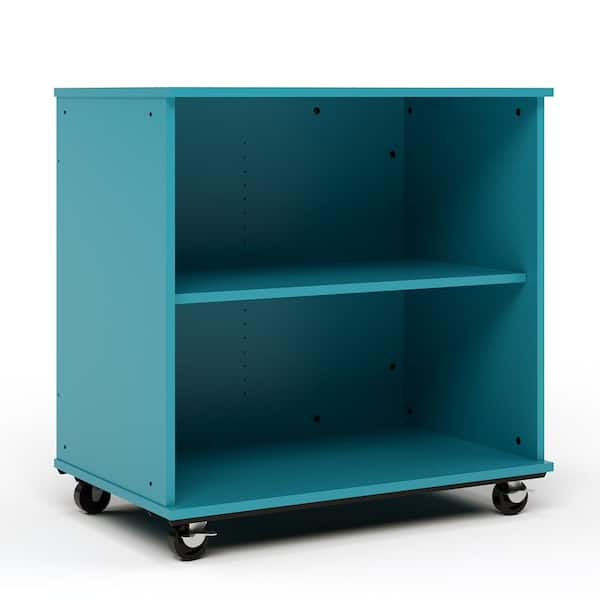 TOT MATE Open Single Sided Mobile Storage Locker Nursery Classroom Bookcase, Adjustable Shelves, 36 in. W x 36 in. H, (Ocean)