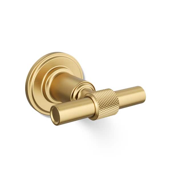Torrington Wall Mounted Knob Robe/Towel Hook in Vibrant Brushed Moderne Brass
