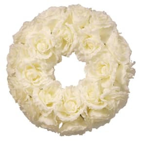 16.5 in. Artificial Glittered Rose Wreath with 8 in. Artificial Foam Base