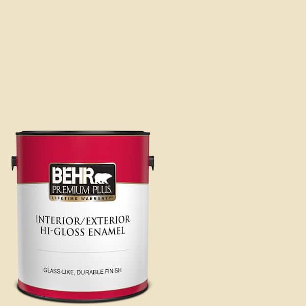 BEHR PREMIUM PLUS 1 gal. #370E-2 Cream Silk Hi-Gloss Enamel Interior/Exterior Paint