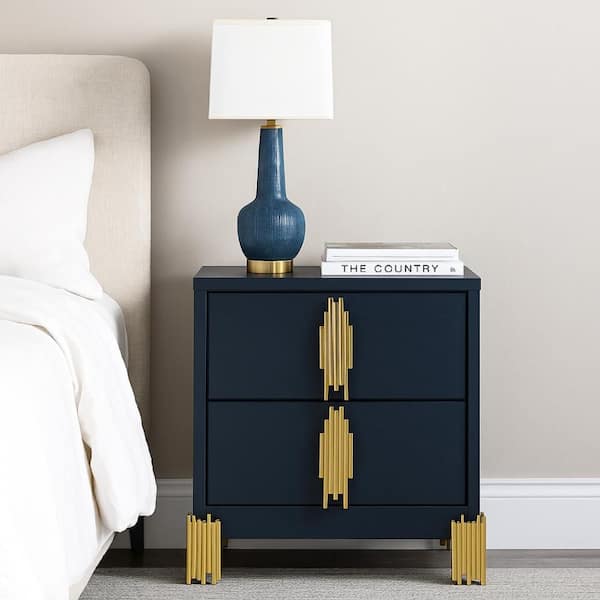 Theo Black and Gold 2-Drawer 21.7 in. W Nightstand