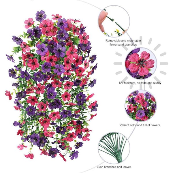 DAC Flower Delivery 新品未開封 19.3 in. Dark Purple Pink Outdoor Artificial Daisy Flower 2-Pcs