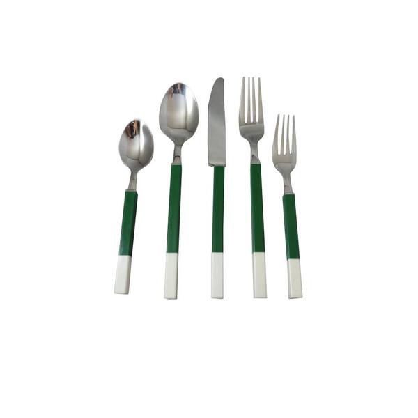 Holister Northfield 20-Piece Green and White Stainless Flatware Set (Service for 4)