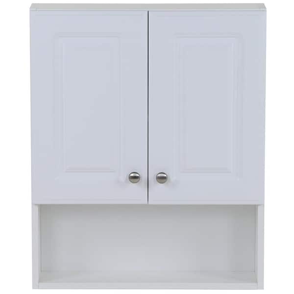 Glacier Bay 23 in. W Over the Toilet Bathroom Storage Wall Cabinet in White