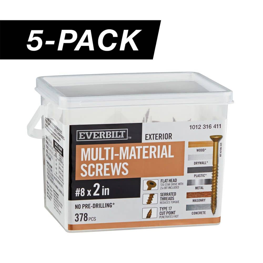 5-Pack #8 x 2 in. Brown 6-Lobe Star Drive Exterior Flat Head Multi-Material Screw (15 lbs. / 1,890-Piece) price history on PriceWatchPro