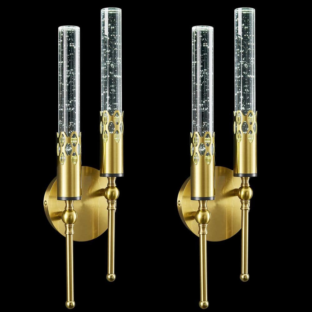 Home Lighting 18.5 in. 2-Light BlackGold 2-Pack Modern Crystal Vintage Mounted Lamp Wall Sconces for Bedroom price history on PriceWatchPro