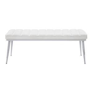 White Bench 18 in. x 47 in. x 15 and White PU and Chrome Weizor Bench