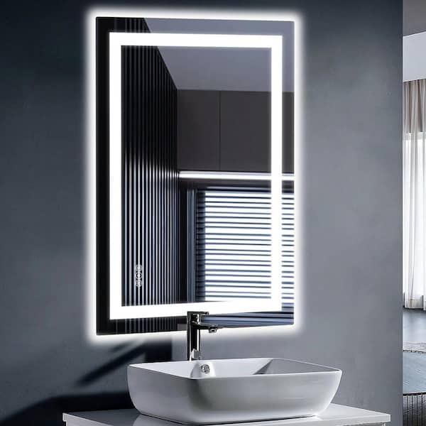 24 in. W x 36 in. H Rectangular Frameless Anti-Fog LED Front Light Backlit Wall Mirror Bathroom Vanity Mirror