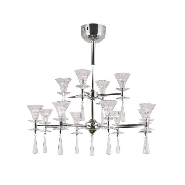 Bel Air Lighting 12-Light Polished Chrome Crystal Boboches Chandelier