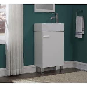 18 in. W x 11 in. D x 34 in. H Vanity in Soft White with Vitreous China Vanity Top in White and Basin